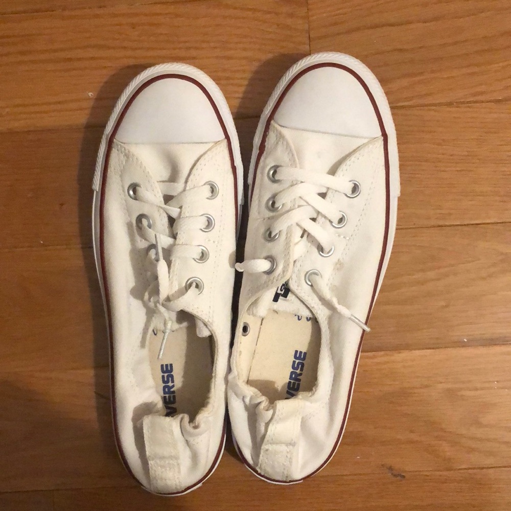 White shoreline slip on converse!